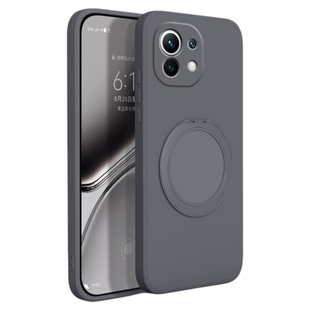 适用小米11手机壳MI11Pro新款青春版lite液态硅胶活力版保护套支点壳带支架全包防摔男女小米十一磁吸软外壳