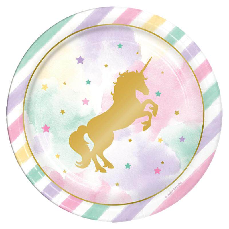 Unicorn Party Decoration独角兽生日派对布置用品纸盘彩旗甜品台
