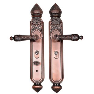 豪华锌合金加厚面板实心把手防盗门锁大门拉手双开门对开门套装锁