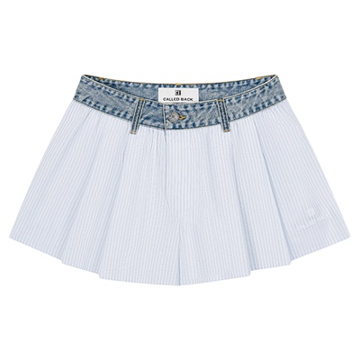 CalledBack拼接牛仔条纹半身裙