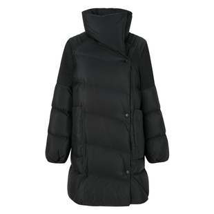 IDPAN女装冬季新款时尚摩登通勤气质显瘦百搭黑色中长羽绒服