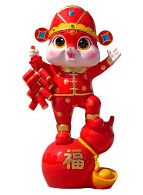 户外新年蛇玻璃钢雕塑蛇年吉祥物