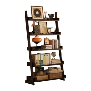 转角书架子客厅墙角置物架创意书柜中古风一体靠墙落地多层展示柜