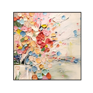 现代简约客厅装饰画正方形抽象肌理感挂画卧室餐厅背景墙壁画花卉