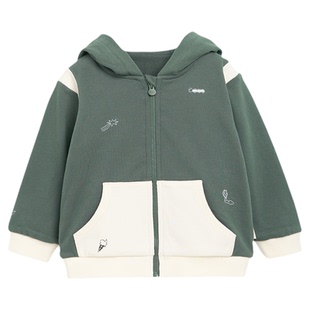 whitewheat儿童26春季新款上衣男童刺绣宝宝卫衣纯棉女童连帽外套