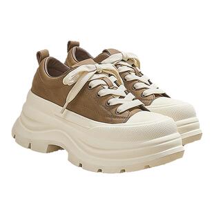 内增高9cm超显瘦厚底板鞋女2025秋季新款超火松糕系带运动休闲鞋