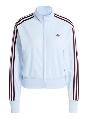Adidas/阿迪达斯三叶草新款女浅蓝酒红色经典夹克外套KC6574