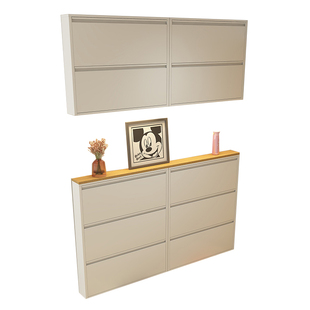 12-15cm超薄鞋柜家用门口入户挂墙翻斗鞋柜电梯口极窄金属玄关柜