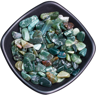 天然水草玛瑙碎石雨花石鱼缸造景石鹅卵石供曼扎宝石绿色玛瑙碎石