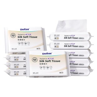 【天猫U先】unifree婴儿柔纸巾宝宝云柔乳霜纸擦鼻子便携40抽10包