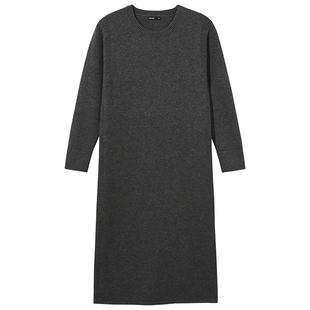 热风女士冬季打底连衣裙2025年冬季新款直筒内搭针织毛衣连衣裙