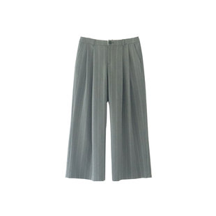 LONSLAN 2023秋季新款百搭竖条纹宽松直筒阔腿休闲裤长裤女