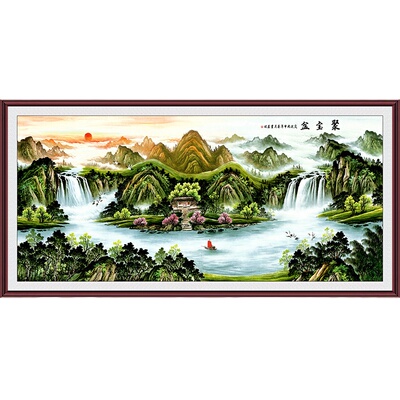 大气高清国画旭日东升山水贴画