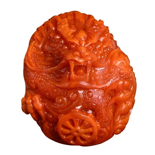 天然收藏级南红玛瑙吊坠火焰红雕刻龙手把件男女款礼物饰品送证书