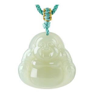 周大生官方天然和田玉弥勒佛公吊坠玉石如意本命年项链生日礼物