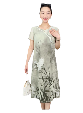 母亲节礼物妈妈夏装国风连衣裙