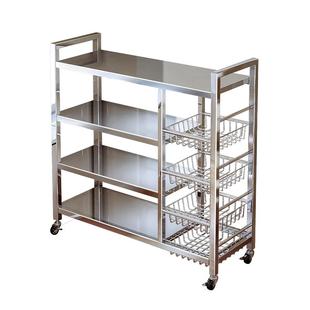 不锈钢厨房菜篮子置物架落地多层果蔬架多功能微波炉锅具收纳架子