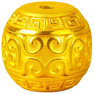 黄金足金999古法实心如意祥云手链串隔转运珠老型珠文玩墩子男女