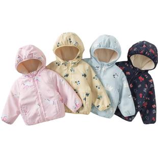 戴维贝拉女童连帽外套男童加绒外衣新款春装儿童宝宝防风衣童装