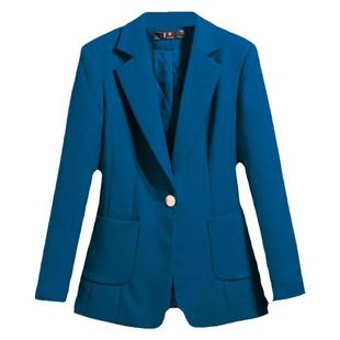 孔雀蓝西装外套女春秋新款蓝色黑色女士早春高端休闲修身西服上衣