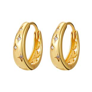 AIR-HORIZON满天星U形纯银耳扣女2025新款气质轻奢高级感圈圈耳环