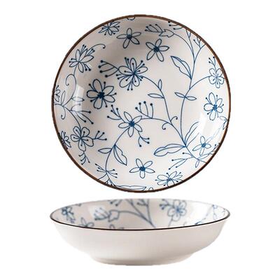 日式复古釉下彩陶瓷小吃碟吐骨碟