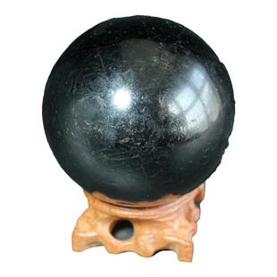 千蕊天然黑碧玺球电气石摆件托玛琳把玩 绿碧玺原石打磨手把件