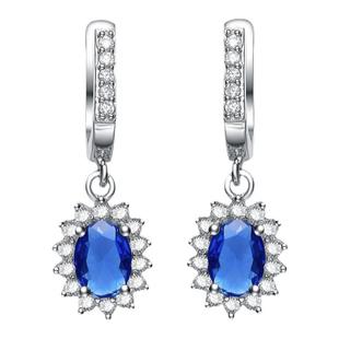 自营 GENEVIVE Sterling Silver Sapphire Dangling Earrings blu