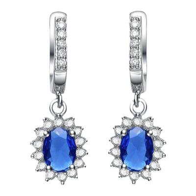 自营GENEVIVE Sterling Silver Sapphire Dangling Earrings blue
