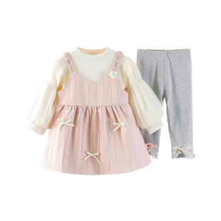 洋气女童春季套装2026新款宝宝公主裙礼服春装儿童时髦裙子三件套