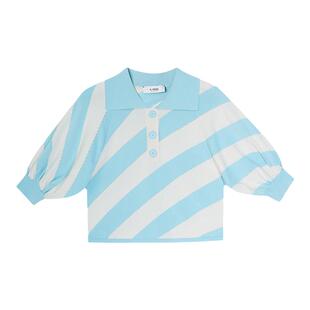 【张雨绮同款】N·MORE设计师品牌 斜条纹短袖衬衫T恤