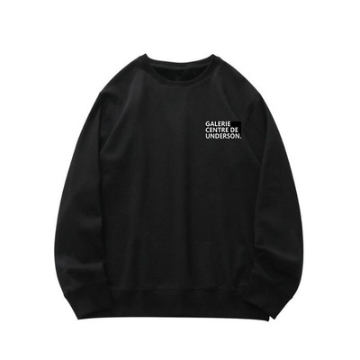 黑色圆领男款加绒加厚字母卫衣