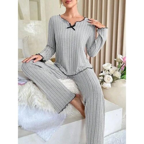 A 94583 Black Edge Ribbed Homewear Set 黑边家居套装 跨境
