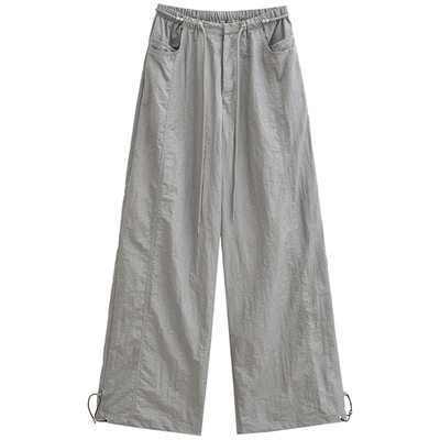 美式复古长裤银灰色束脚长裤