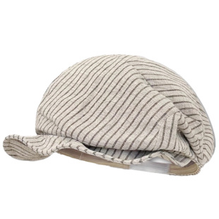 复古日系条纹贝雷帽子女春夏季薄款透气显脸小百搭八角帽画家帽潮