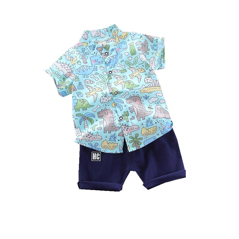 纯棉男童夏装套装1-2一4岁新款儿童衣服宝宝帅气夏季衬衫两件套潮