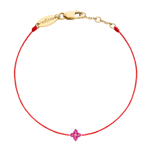 Redline/红绳女士饰品精致幸运手绳镶钻 0.03 红宝石水晶星花手链