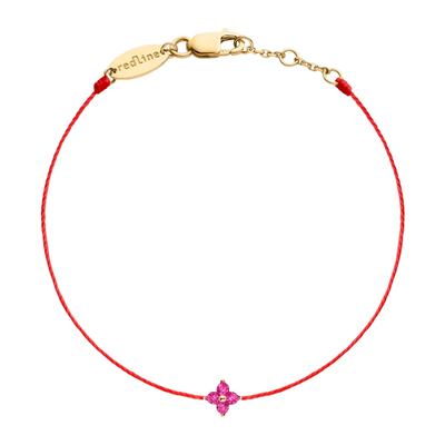 Redline/红绳女士饰品精致幸运手绳镶钻 0.03 红宝石水晶星花手链