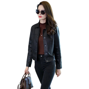 皮衣外套女短款春秋显瘦黑色pu皮夹克2025新款时尚高级感女士上衣
