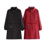 立领长袖拉链兜围裙新款防污耐磨防泼水反穿罩衣上班专用女工作服