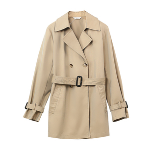 HONRN/红人宽松气质翻领短款系带收腰风衣外套女春秋HH11OF786