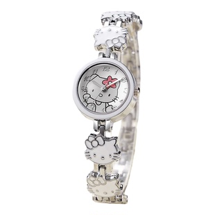 KT猫手表女小表盘粉色可爱儿童钢带女士手链腕表学生指针式石英表