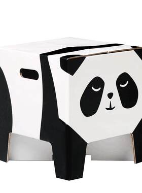 意手工礼物熊猫外形小凳子厚纸板便携式折叠小凳子纸质儿童玩具拼插收纳盒男孩女孩创大熊猫周边儿童矮凳