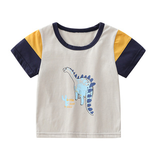 男童t恤短袖纯棉2026年夏季新款儿童条纹上衣薄款宝宝宽松夏童装