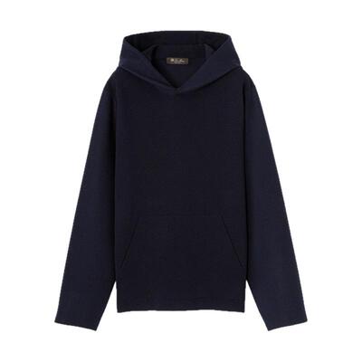 LoroPiana/诺悠翩雅男士羊毛羊绒连帽针织毛衣毛边新款