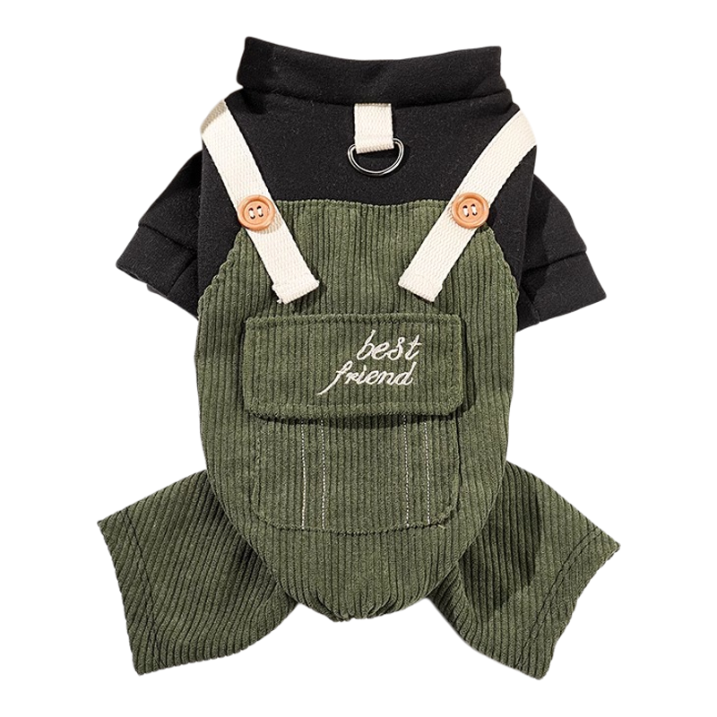 狗狗衣服秋冬可牵引背带裤工装宠物泰迪比熊博美小型犬猫咪休闲装