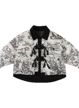 贝贝城中国风黑白拼色羽绒服