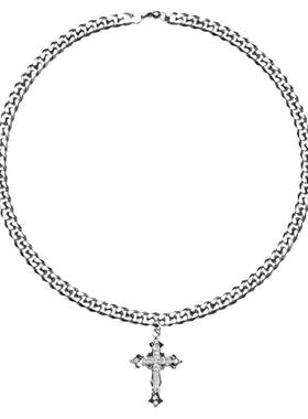 钛钢钛钢古巴链中性十字架吊坠