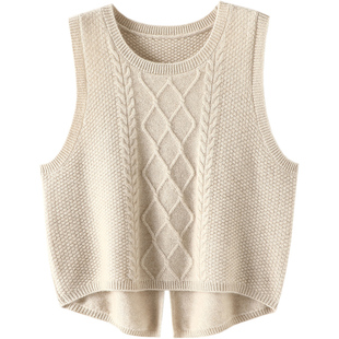 不是一般的篙质感！针织羊绒衫女马甲无袖后开叉纯羊绒打底衫秋冬