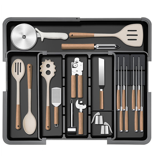 【四面伸缩】厨房餐具收纳盒可调节刀叉勺筷子抽屉分类整理储物盒